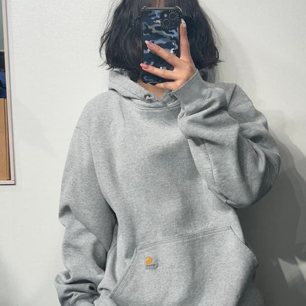 M 칼하트 오리지널 핏 기모 후드티 그레이