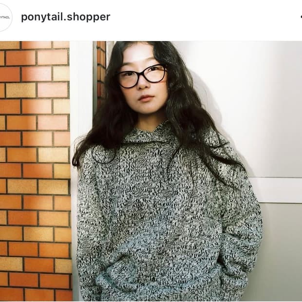 포니테일 후드 니트 스웨터