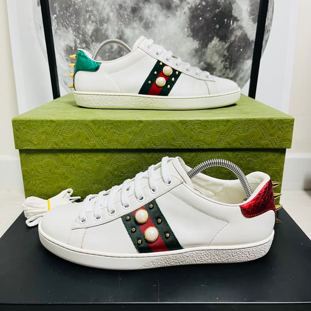 정품 38) 구찌 진주 펄 스터드 스니커즈 240~245