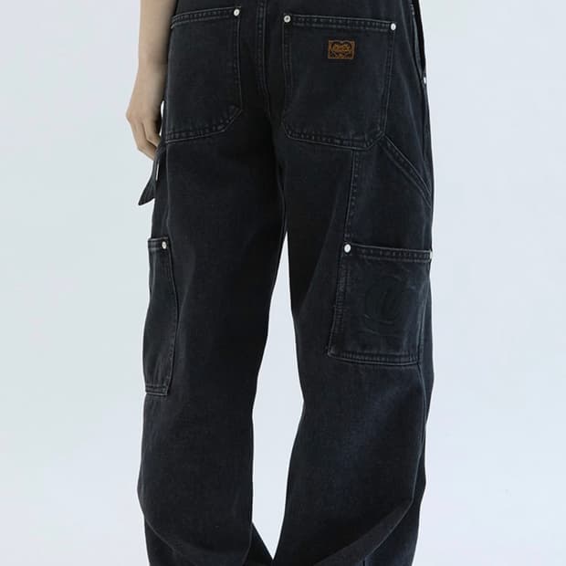 택포) 밈더워드로브 하트워크 카펜터 데님팬츠