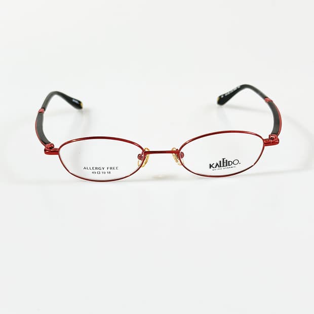 90s KALEIDO 레드 슬림 오벌 메탈 빈티지 안경