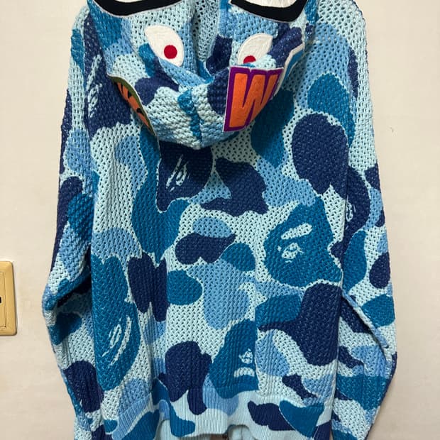 A BATHING APE (베이프) 샤크 메쉬 후드집업 블루 카모 L 사