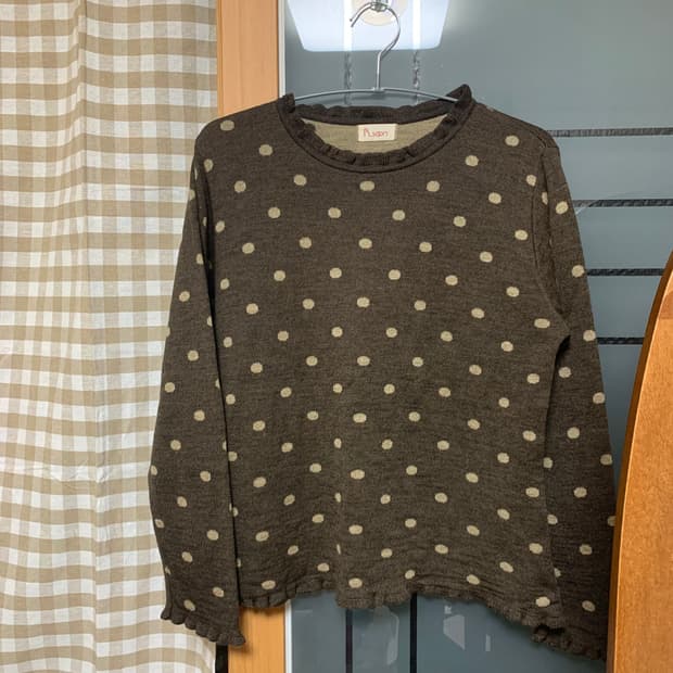 빈티지 모리걸 도트 니트