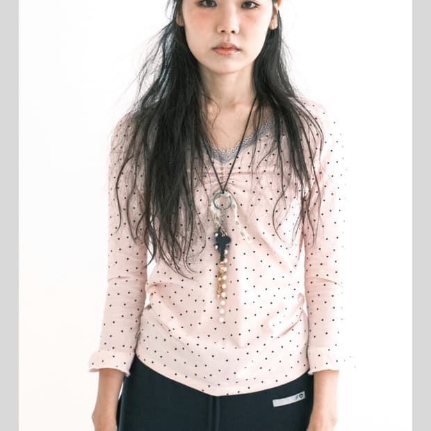 샵페어리 mini heart lace top light pink