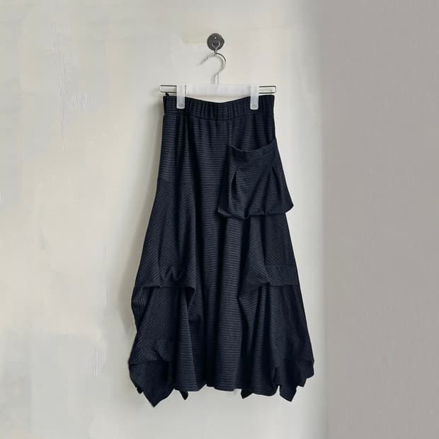 스트라이프 포켓 셔링 언발 아카이브 레이어드  롱스커트 치마 y2k 갸루