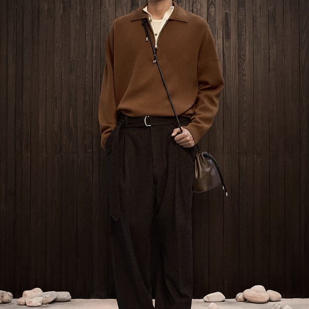 자라 나누시카 울 브라운 팬츠