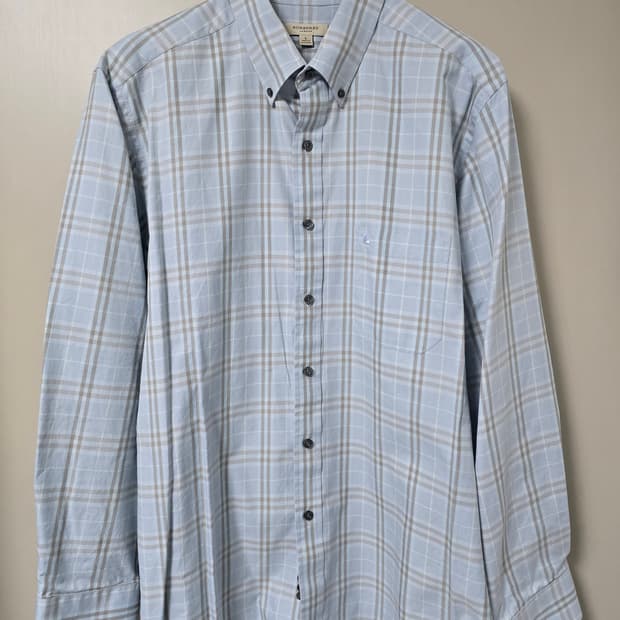 체크 코튼 블루 셔츠