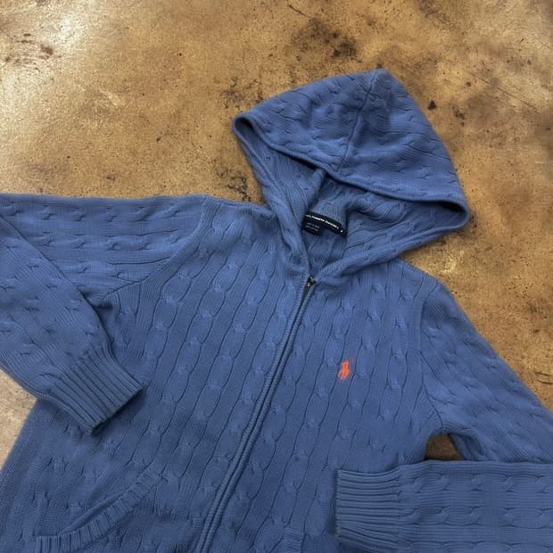 폴로 랄프로렌 스포츠 블루 하늘 니트 후드집업 