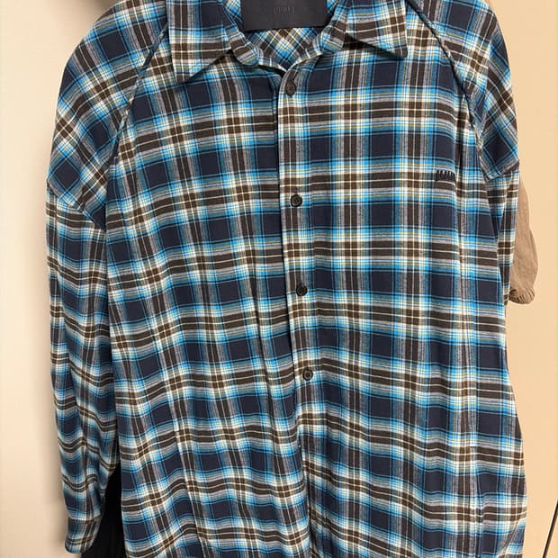 준지 24FW 코튼 체크 셔츠 블루