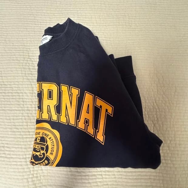 커버낫 옐로우로고 네이비맨투맨 S