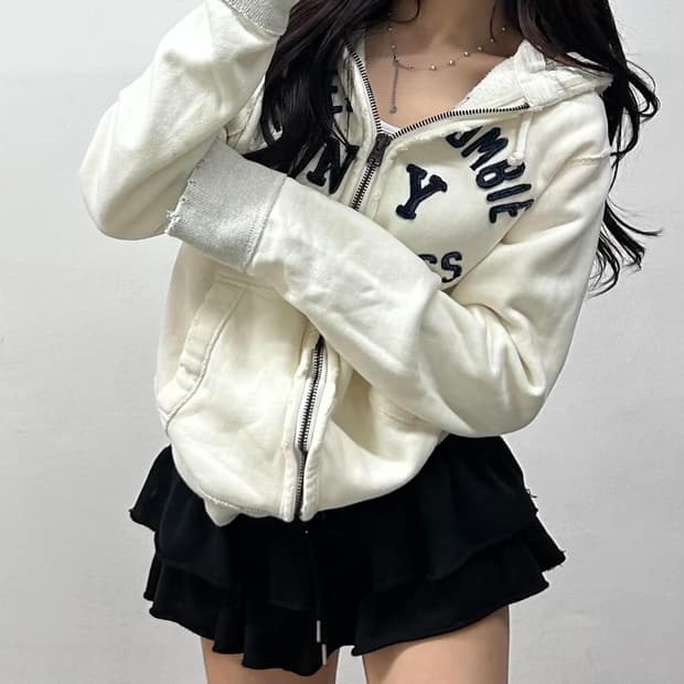 아베크롬비 y2k 화이트 올드스쿨 후드집업(XL)