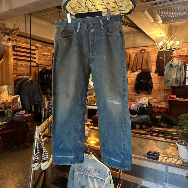 70s USA 빈티지 리바이스 501 6전기 셀비지 데님 팬츠