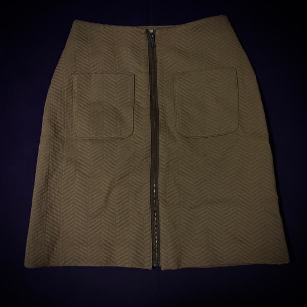 BEAMS HEART zip-up herringbone skirt