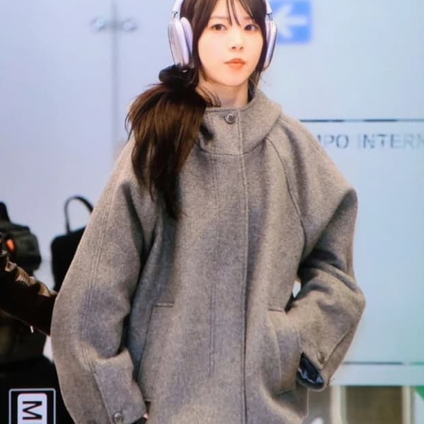 타입소비스 후드 하프 코트 그레이