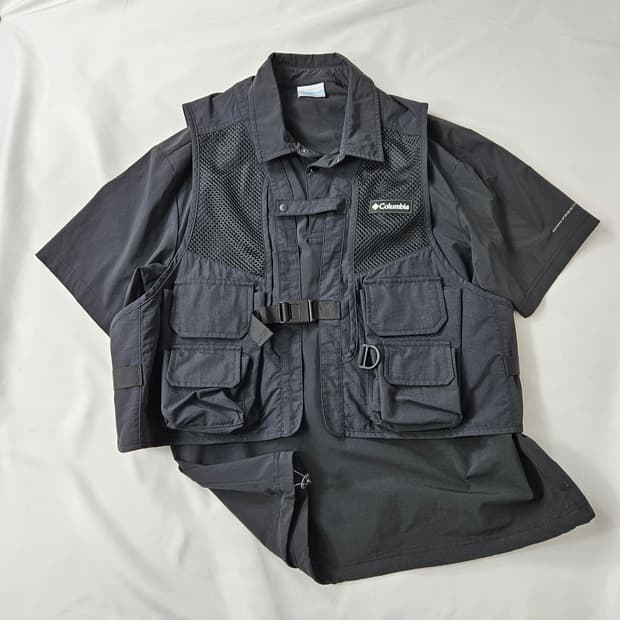 콜롬비아 컬럼비아 고프코어 카고포켓 베스트 메쉬 카라티 