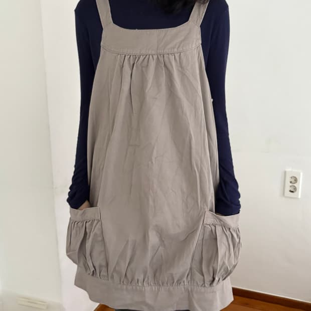 코코아 베이지 멜빵 원피스