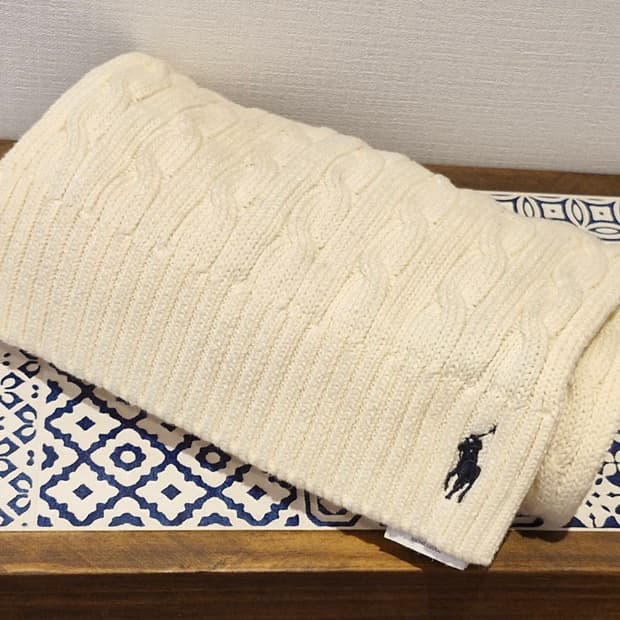 폴로 랄프로렌 코튼 케이블 니트 머플러 