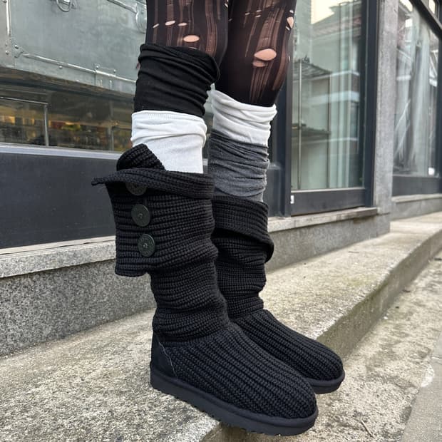 00s 블랙 니트 카디 어그 부츠