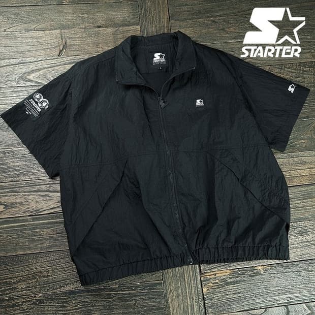 [스타터] 오버핏 반팔 바람막이 자켓 블랙 M20306