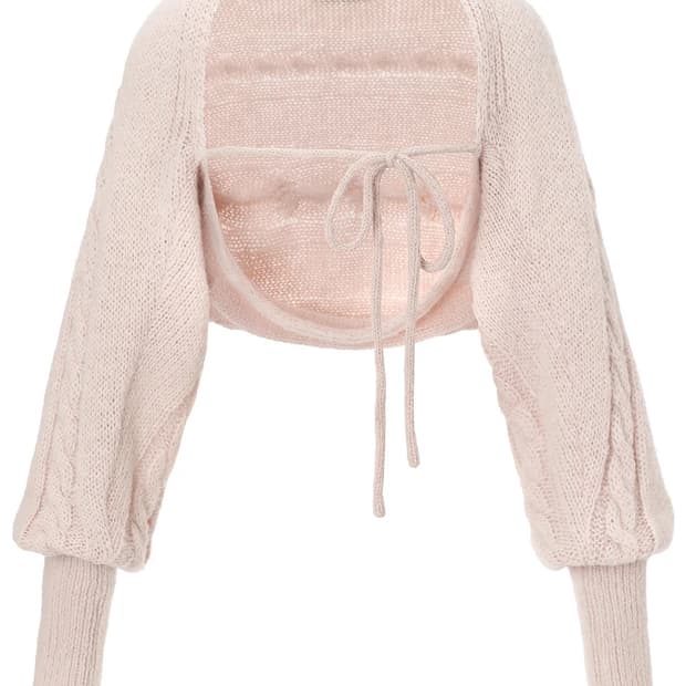 threetimes 핑크 쓰리타임즈 크리미 니트 볼레로 가디건