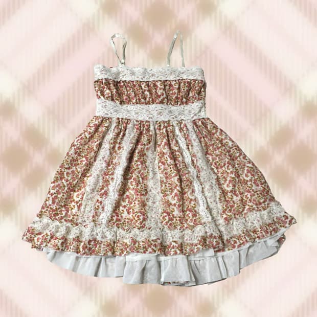 리즈리사 깔 플로럴 꽃 레이스 나시 끈 원피스 히메 갸루 러블리 로걀