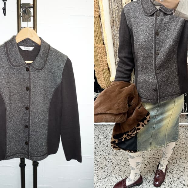 mocha circle collar cardigan