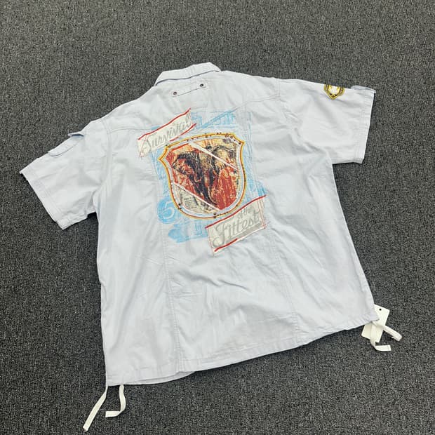 3XL) Parish Nation 빈티지 프린팅 반팔셔츠