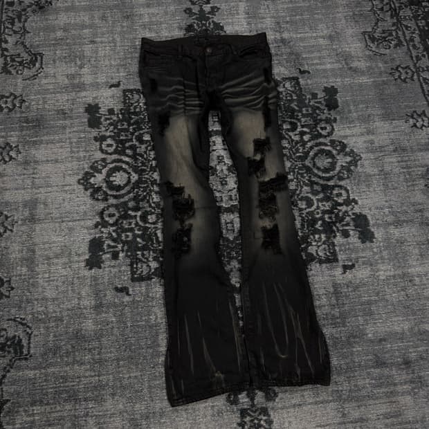 No id hard crashed black washing denim p