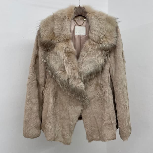 핑크베이지 폭스 퍼자켓