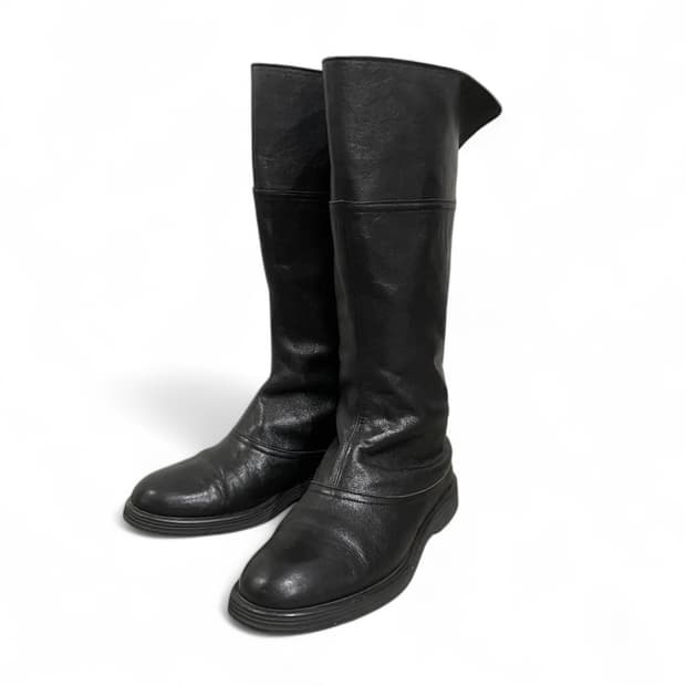 요지 야마모토 느와르 가죽 여성 롱부츠