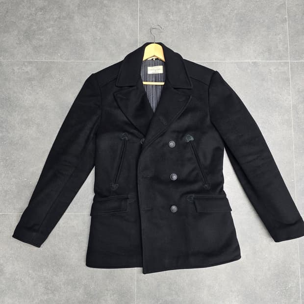 랙앤본 100% 버진 울 블랙 피코트 40사이즈