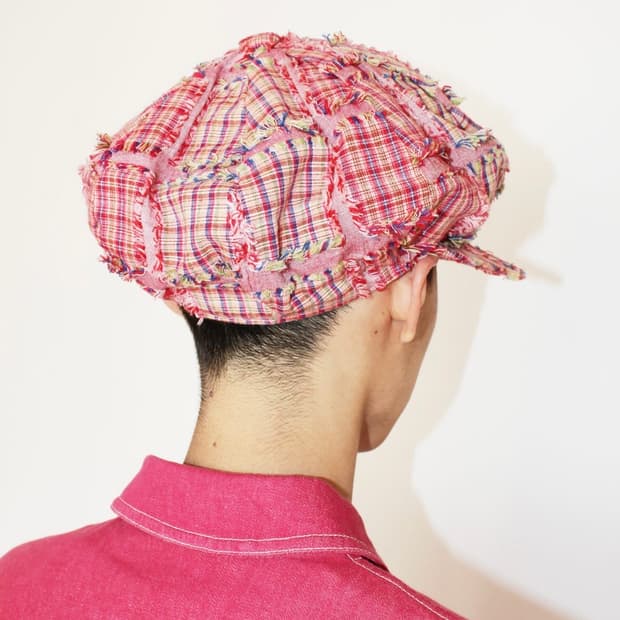 Vintage Patchwork Check Newsboy Cap