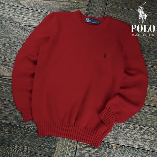 [폴로 랄프로렌] 포니 로고 자수 빈티지 코튼 니트 레드 M19086