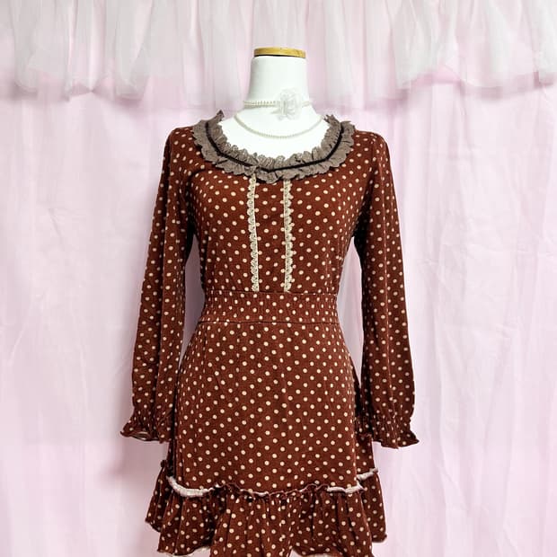 빈티지 히메갸루 엑시즈팜 땡땡이 원피스