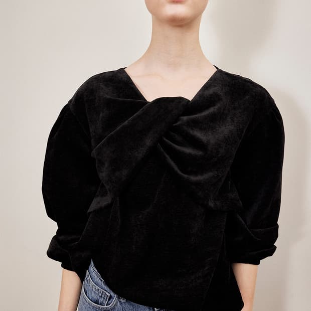 오르 Orr 벨벳 리본 블라우스 M