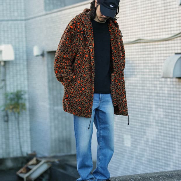 CAL O LINE 레오파드 후리스 코트