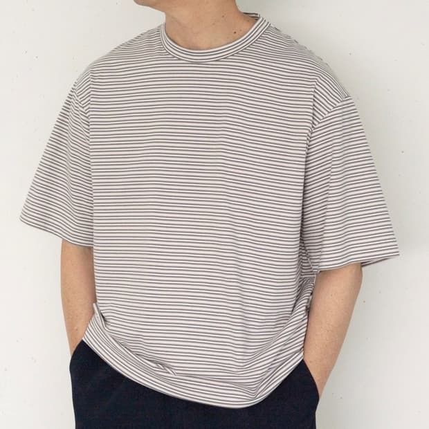 스틸바이핸드 스트라이프 티셔츠 그레이/화이트 2