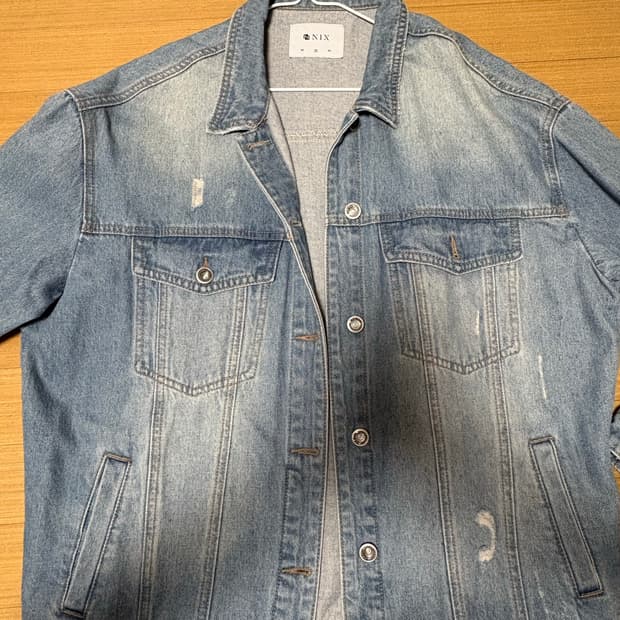 데미지 워싱 청자켓