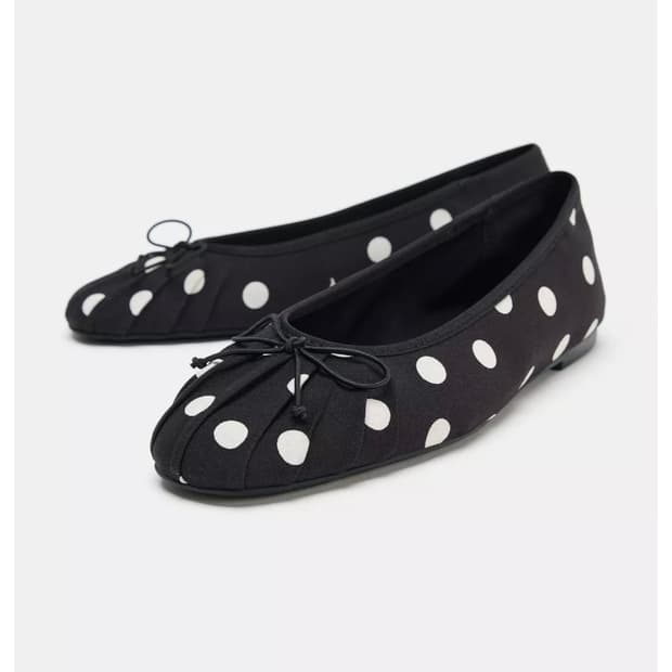 (새상품) 자라 리본 도트 발레리나 플랫 슈즈