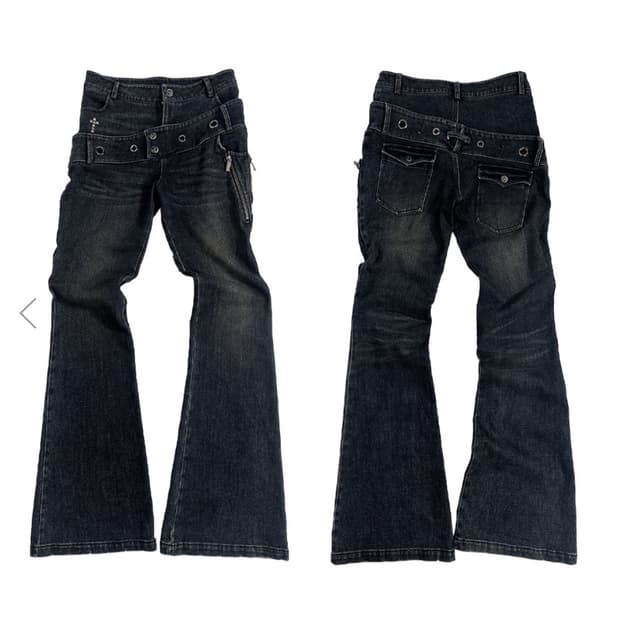 더블 웨이스트 부츠컷 데님