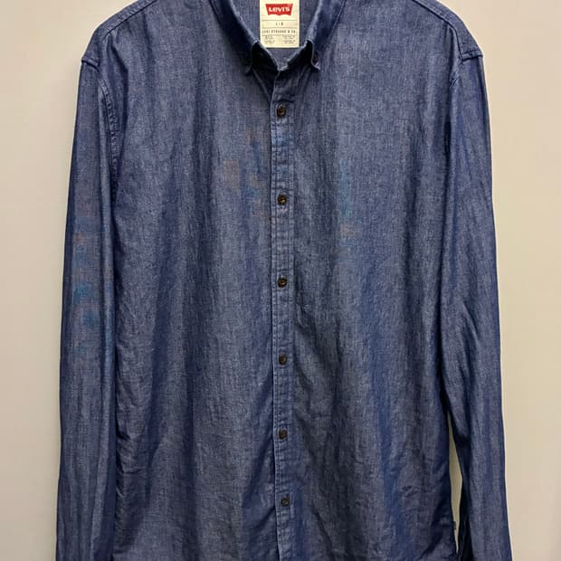 (L)리바이스 화이트탭 코튼 샴브레이 버튼다운 셔츠 데님셔츠 