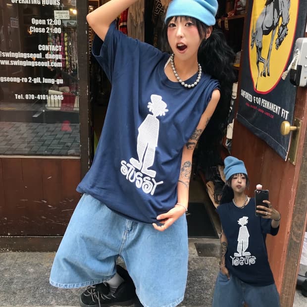 < Stussy Reggaemon Printing T-shirt >
