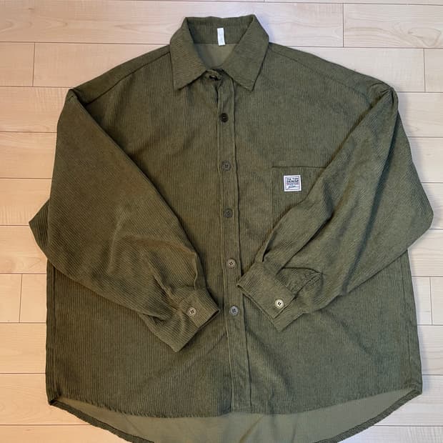 빈티지 코듀로이 카키 셔츠