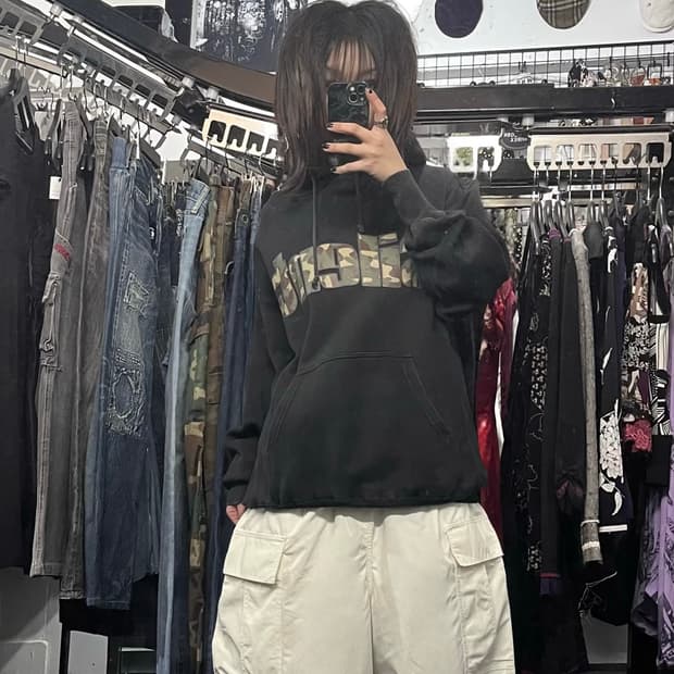 카모프린팅 오버핏 후드티