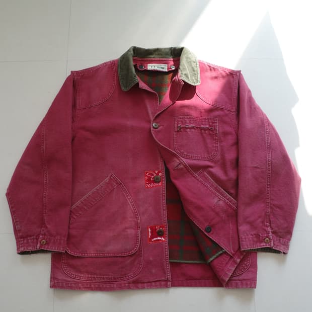 80s 엘엘빈L.L.Bean 빈티지 핑크 헌팅초어자켓 (수공 리페어)