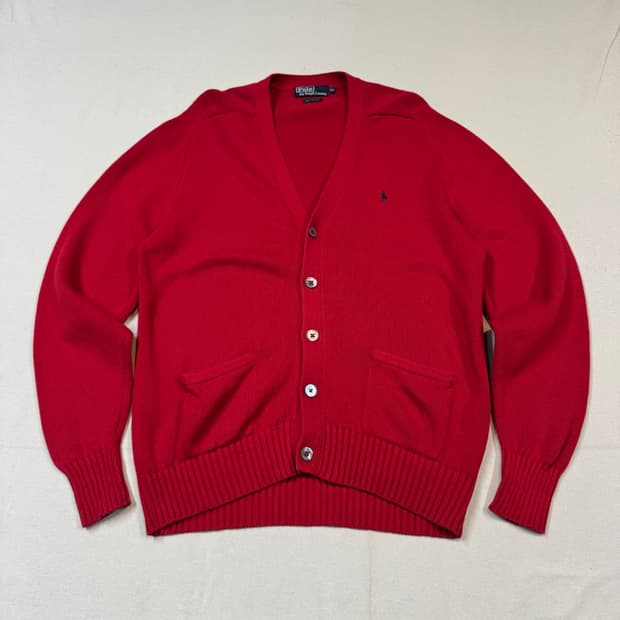 L) 폴로 랄프로렌 헤비 코튼 니트 가디건 레드