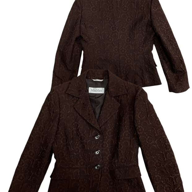 MaxMara 브라운 레이스 패턴 자켓 S