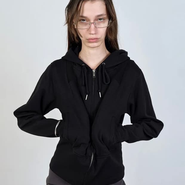 NACHE SEMI BALLOON HOODIE ZIP-UP BLACK