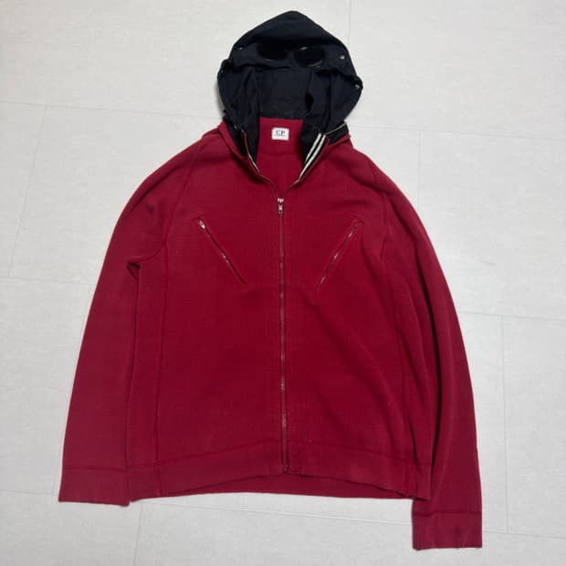 [ XL ] 00’s CP컴퍼니 고글 후드 니트집업 레드