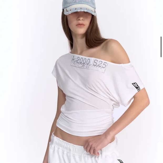 2000아카이브스 CAR PLATE DRAPED TOP (WHITE)